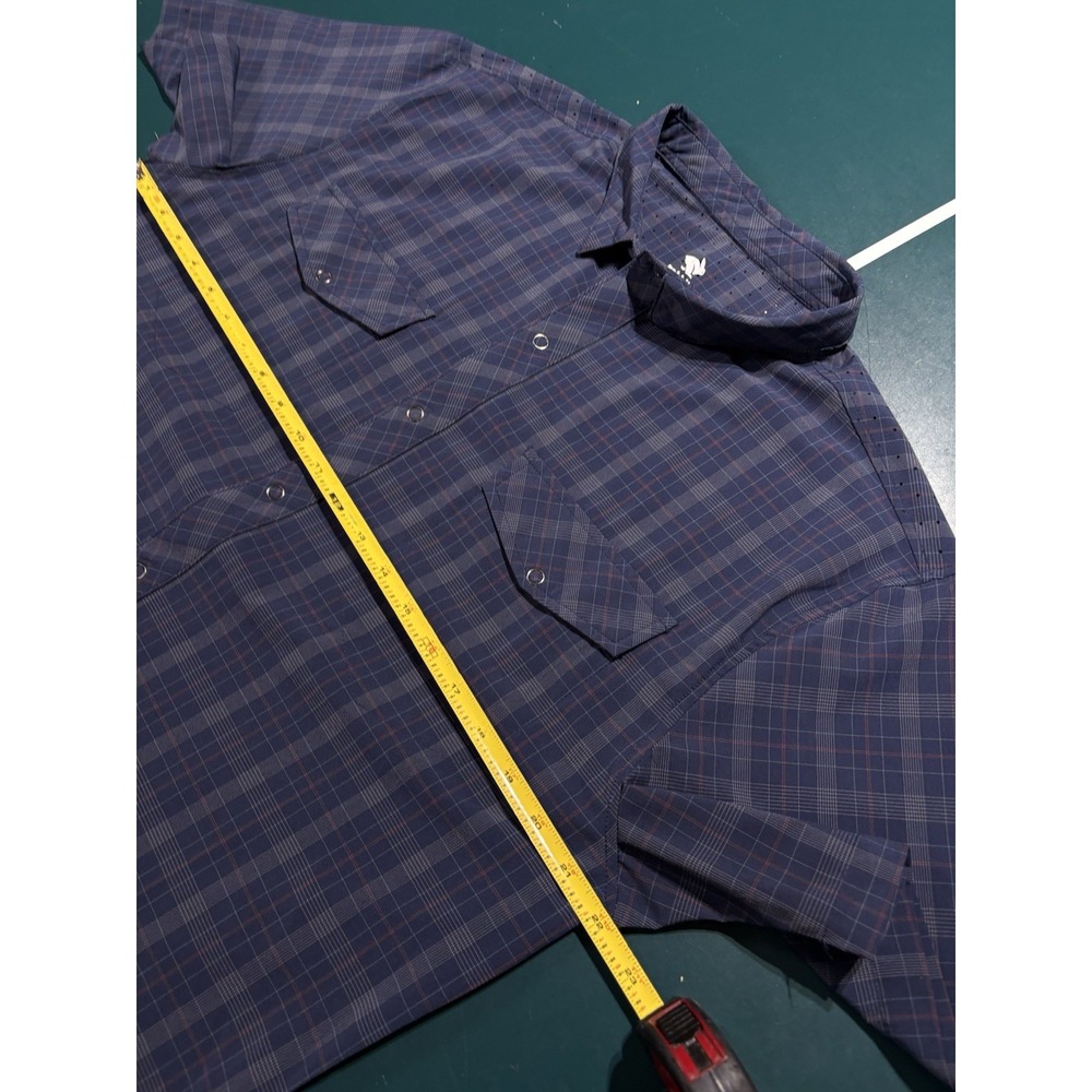 Rabbit High Country Vented Shirt Mens Large Blue Plaid Snap Trail Running Hiking - Picture 14 of 15
